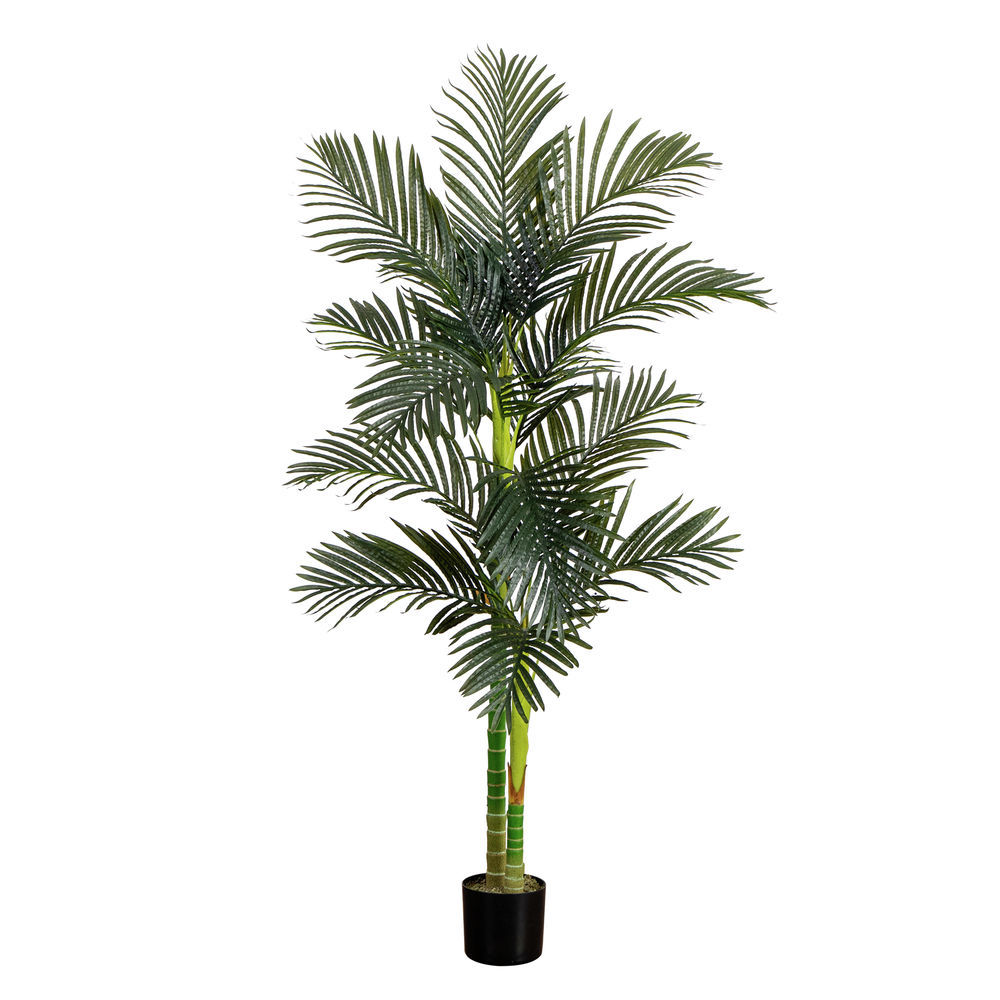 Nearly Natural 6-ft Artificial Double Stalk Golden Cane Palm Tree