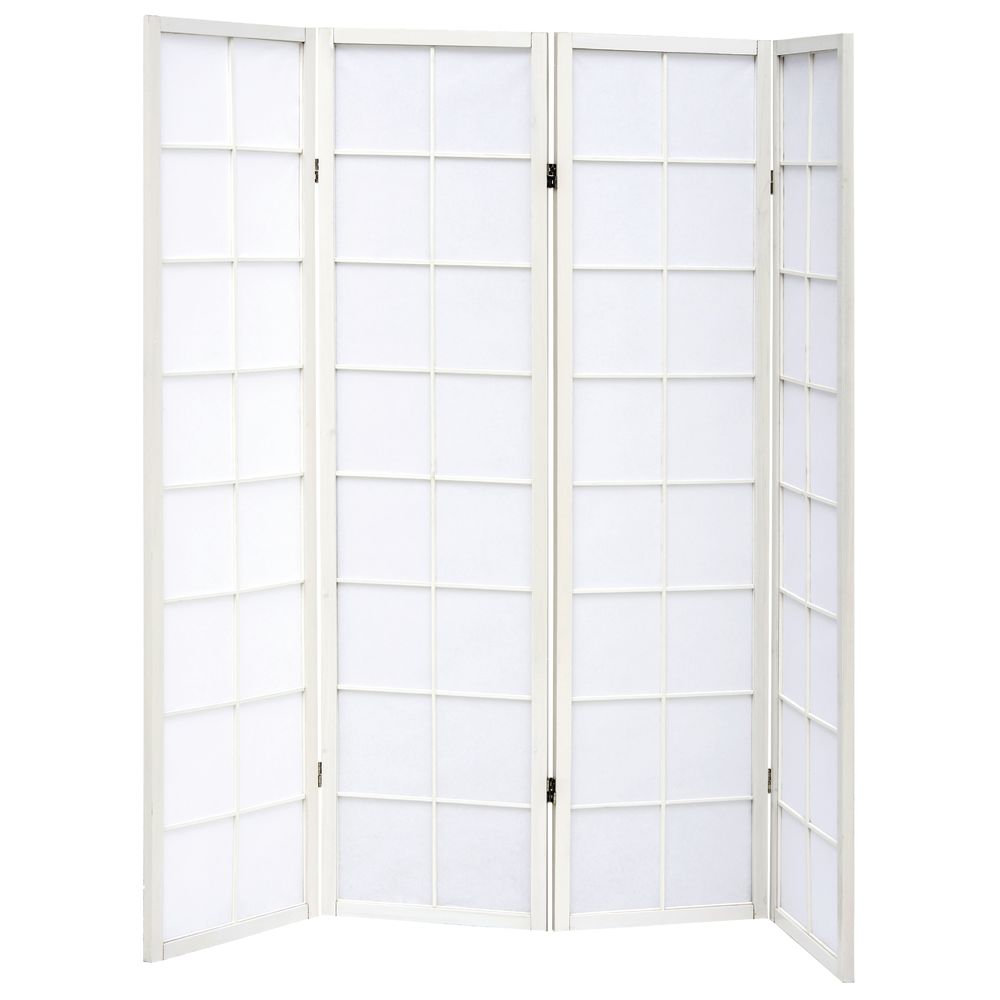 SCREEN, 4-PANEL, SOLID WHITE, WOOD FRAME