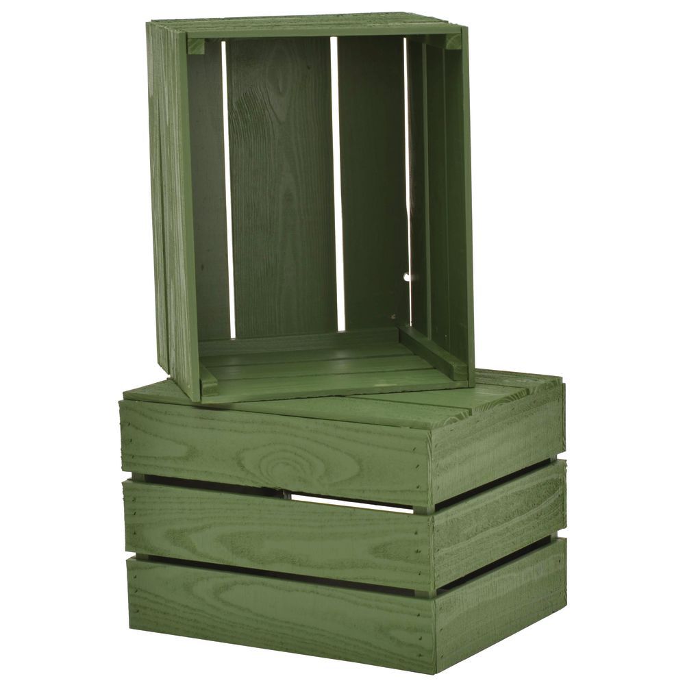 CRATE, STACKING, HUNTER GREEN SOLID PINE, 1