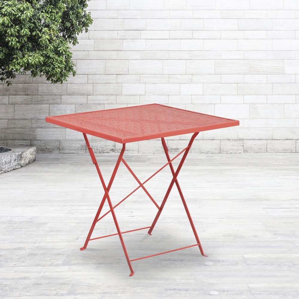 TABLE, RED, SQ, OUTDOOR