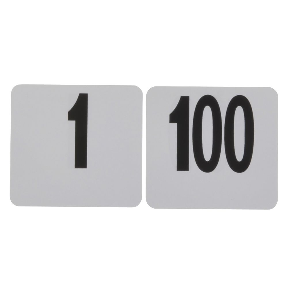 Plastic Double-SidedTable Number Cards Set 1-100 4"L x 4"H