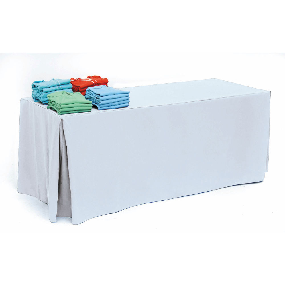 TABLECOVER, FITTED, 8FT WHITE CRNR PLEAT