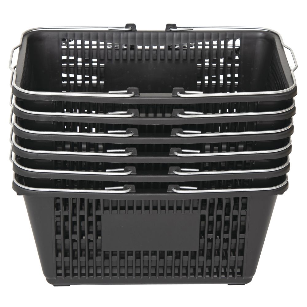 6 Black Plastic Shopping Baskets 