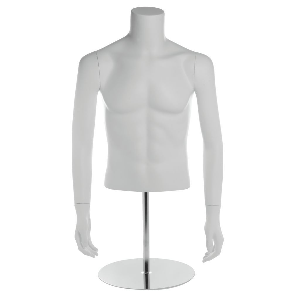 MALE TORSO BODY FORM  White with STAND  MADE IN Michigan MANNEQUIN USA! 