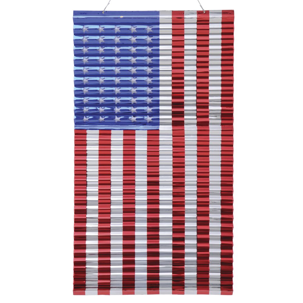 FLAG, 24"X48" METALLICS USA, RED/SILV/BLU