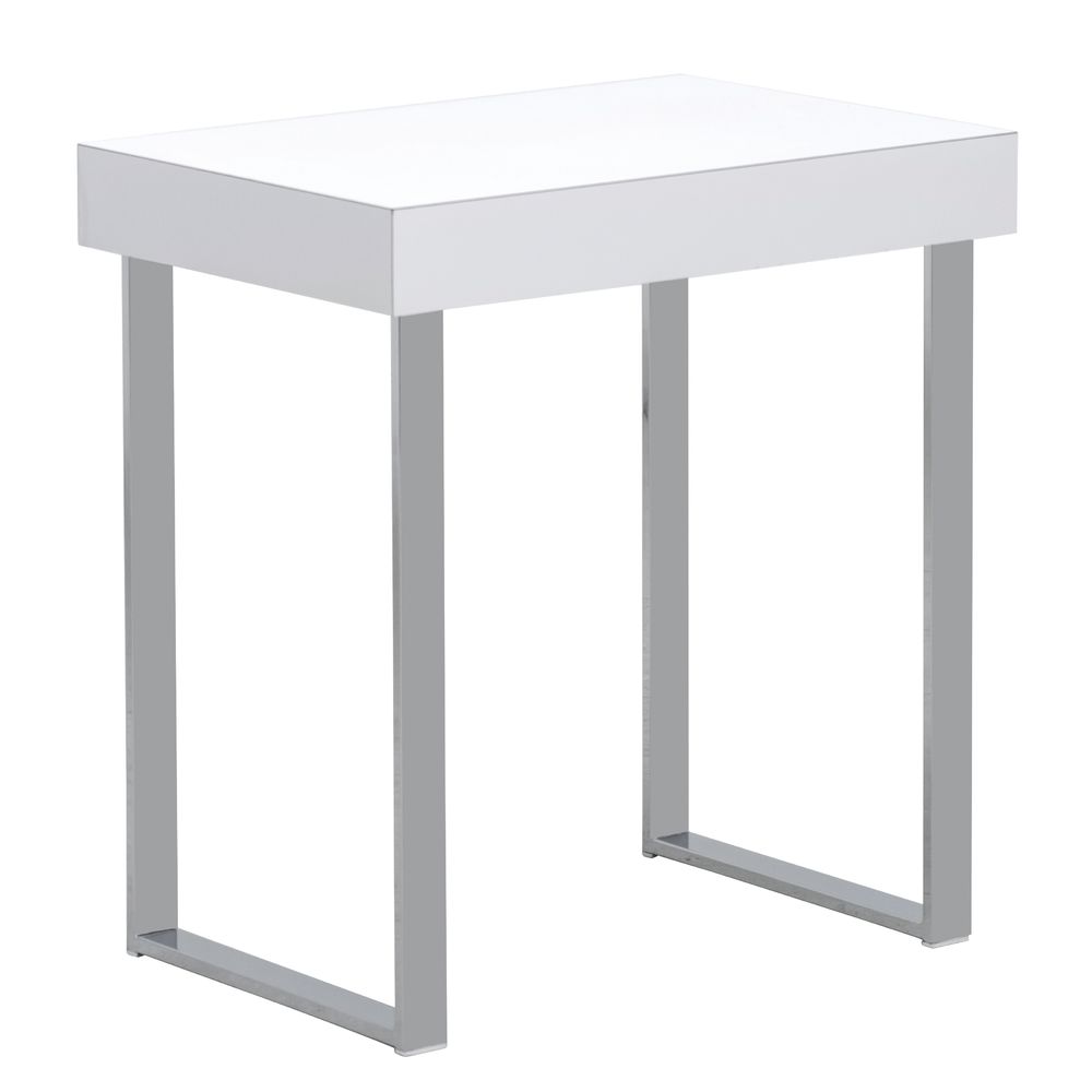 TABLE, WHITE/CHROME, MODERN, SMALL