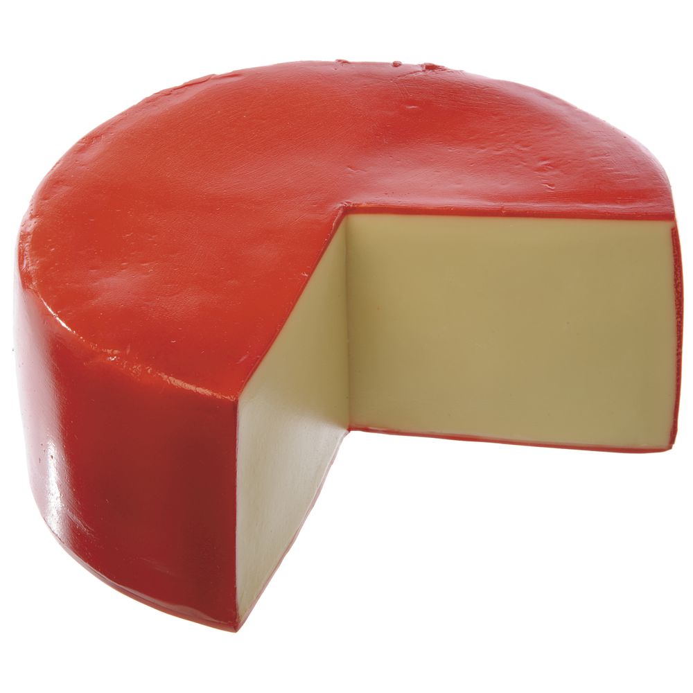 REPLICA, RED WAX CHEESE WHEEL WEDGE OUT