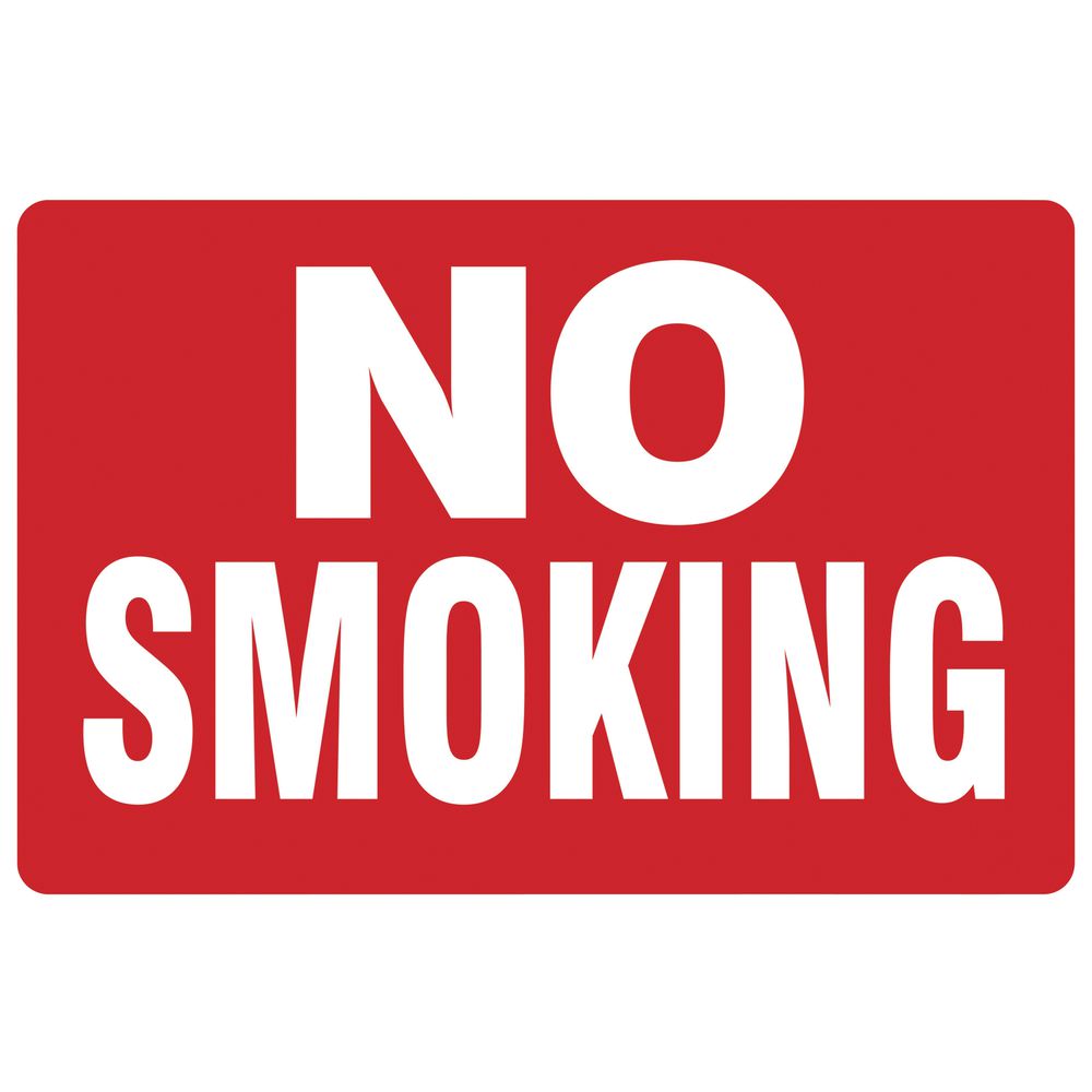 SIGN, POLICY, NO SMOKING, RED/WHT, 12X8