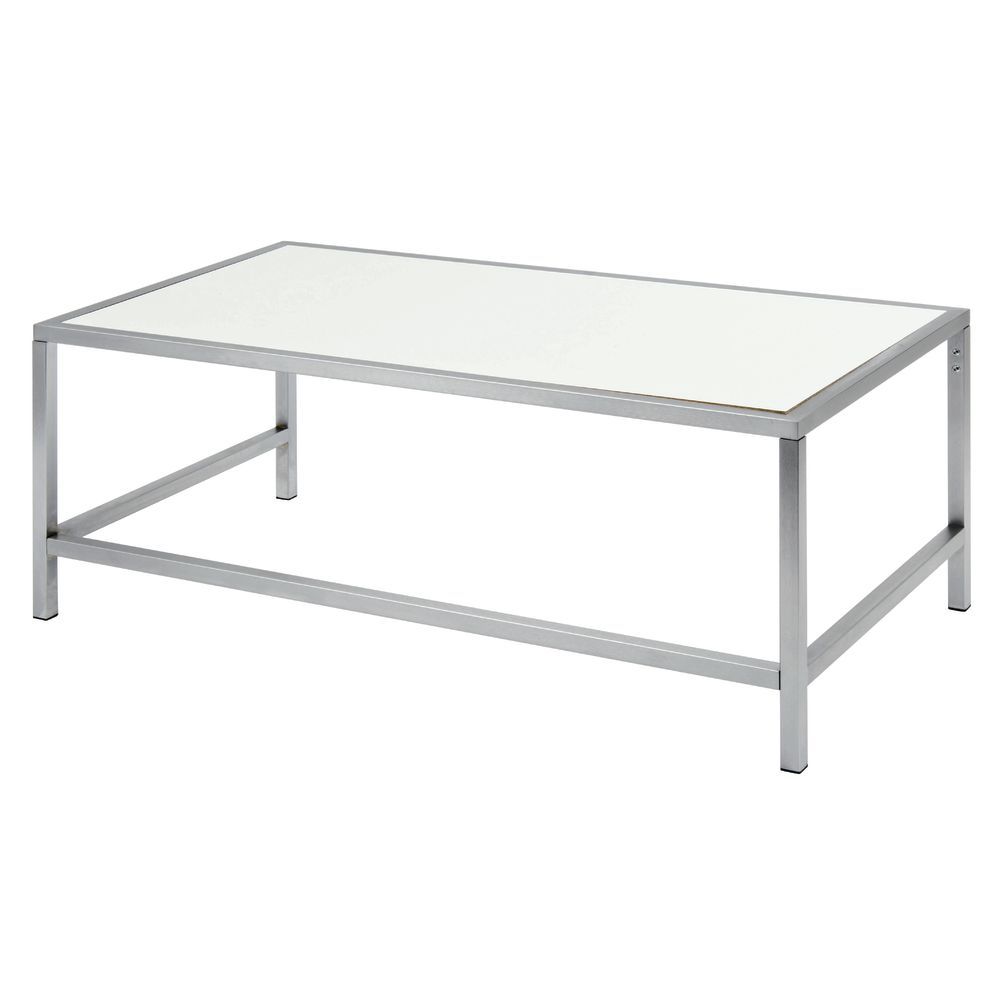 TABLE, LOW, WHITE, BRSHD CHRM, 45.5X24X18