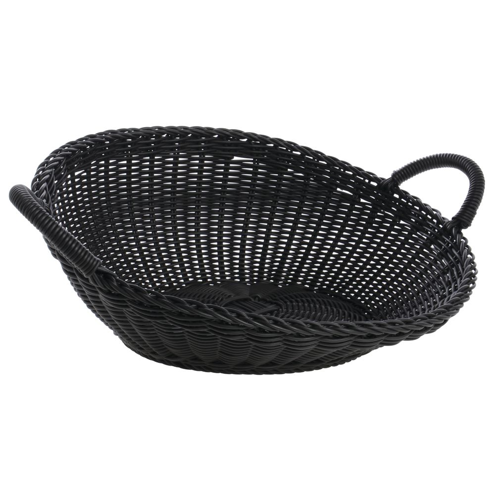 Large Washable Wicker Sloped Round Basket Black 18"Dia