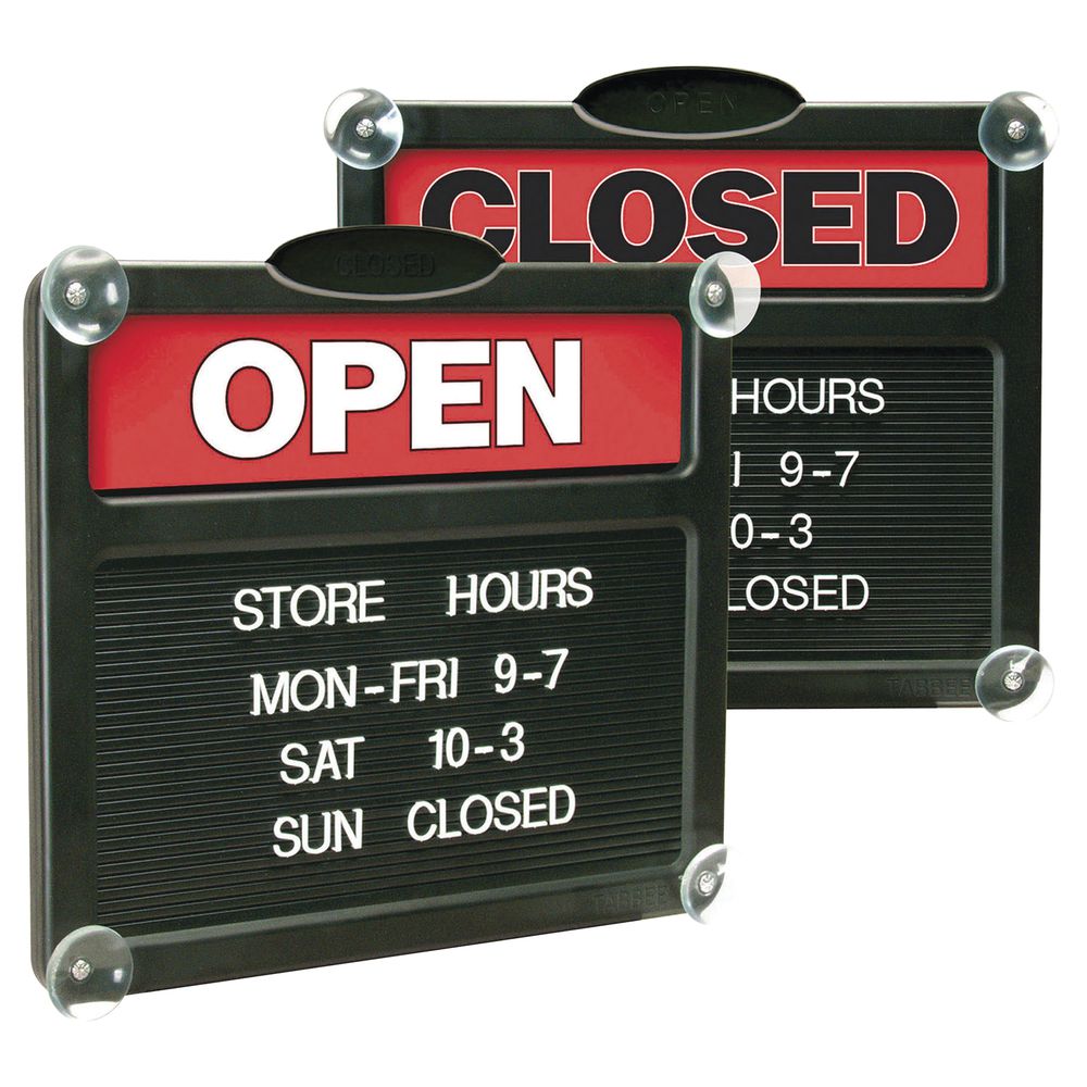Open Sign Two Color Letters Included Business Hours Sign with Your Own Message Open and Closed Sign with Letter Board for Glass Door 596 Characters and Suction Cups Black and Rosegold
