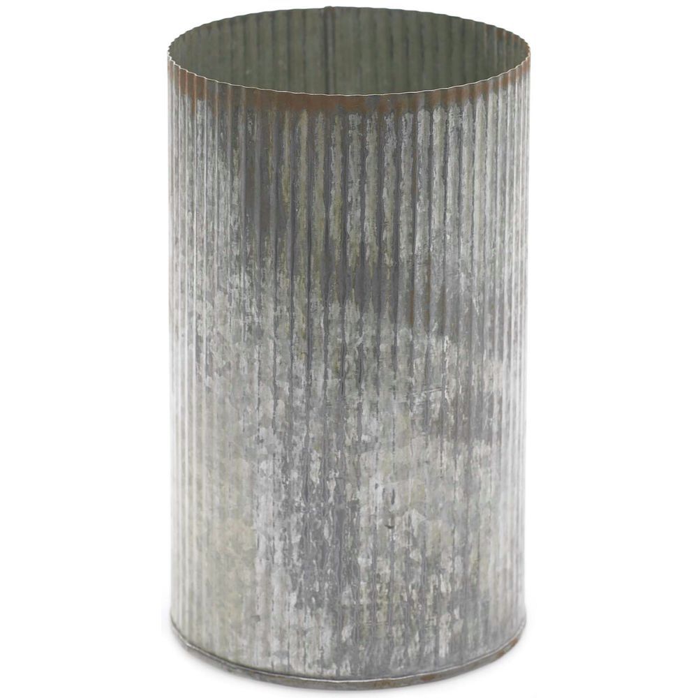 CONTAINER, ZINC, LARGE, 7.5"H, SILVER