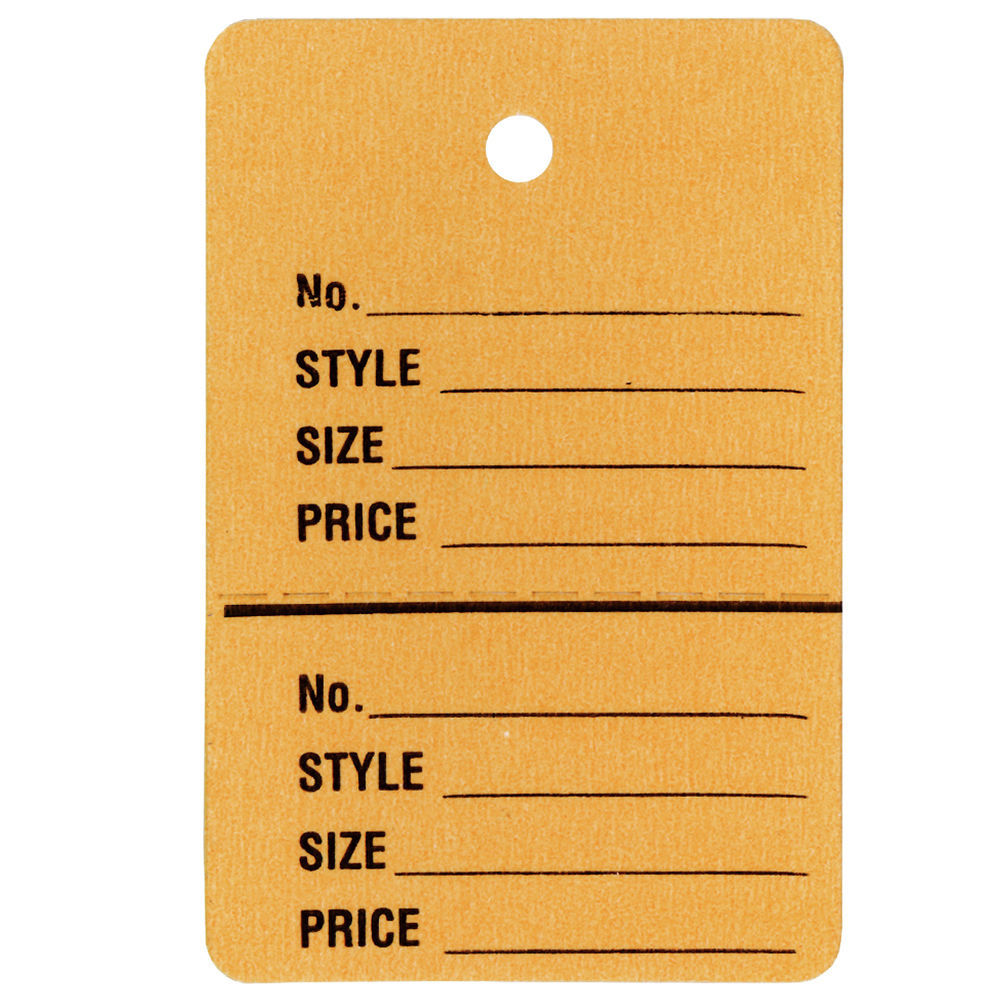 1000 Two-Part Yellow Perforated Style Size Price Coupon Merch Tags 