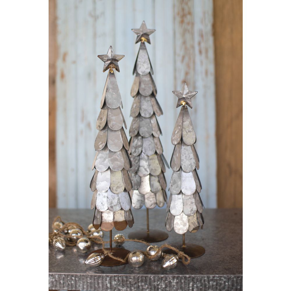 Galvanized Holiday Trees Set Of 3