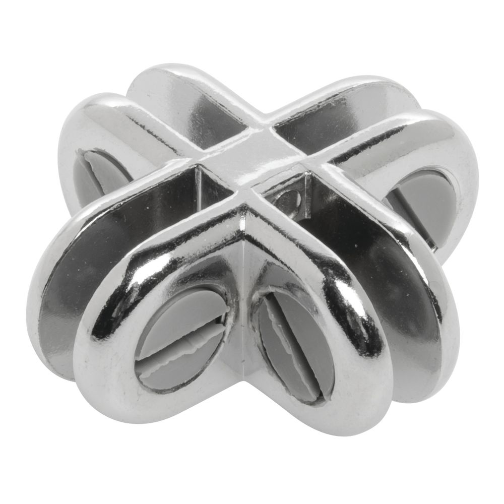5x 2-Way Chrome Glass Cube Connectors for ~ 3/16" Tempered Glass Cubbie 