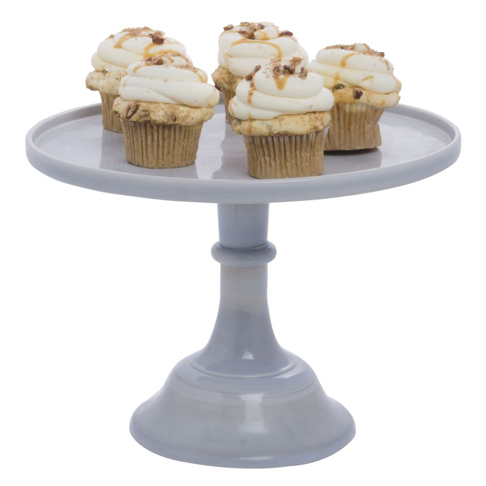 CAKE STAND, GLASS, 12DIAX9H, GREY MARBLE