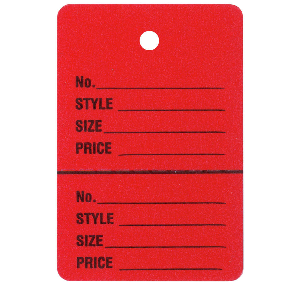 TAG, PERF., RED, 1 1/4X1 7/8, 1000/BX