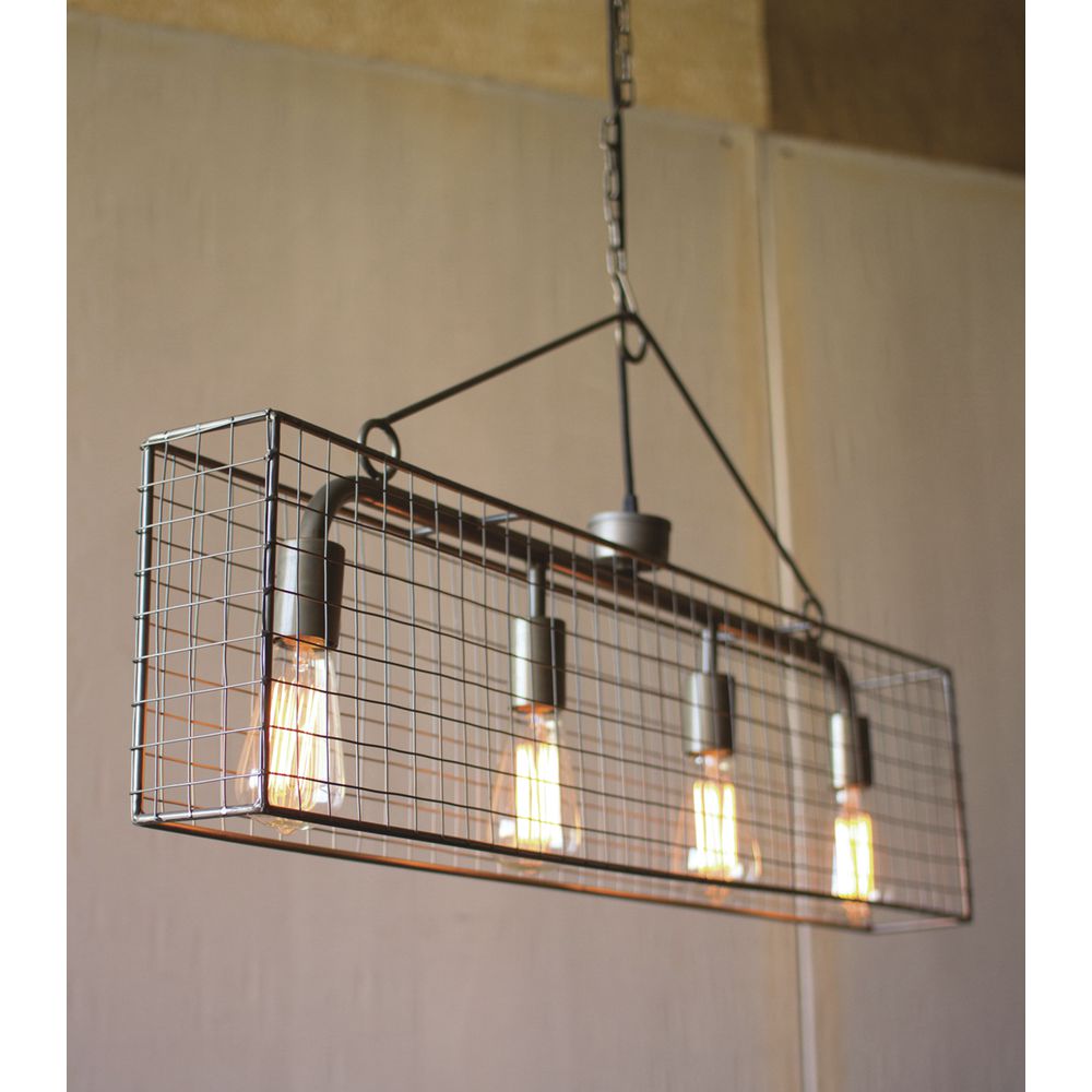 Kalalou Horizontal Charcoal Wire Mesh Pendant Light Fixture 21 L