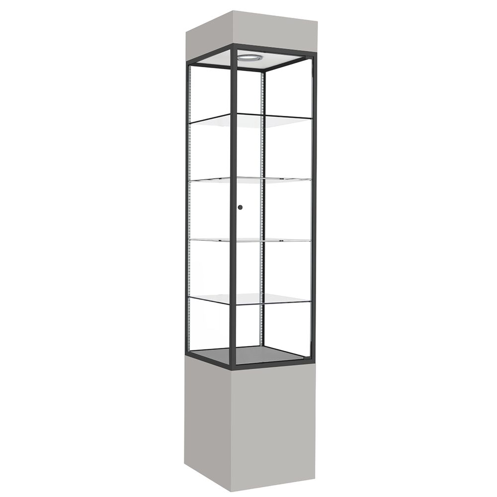 Glass display case tower