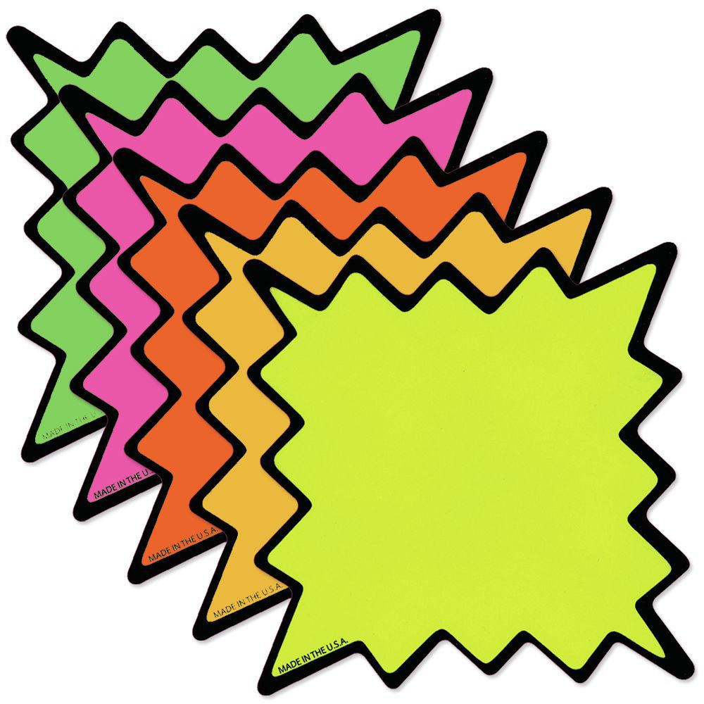 4 x 4 in, Multicolored, 120 Pack Blank Starburst Signs 