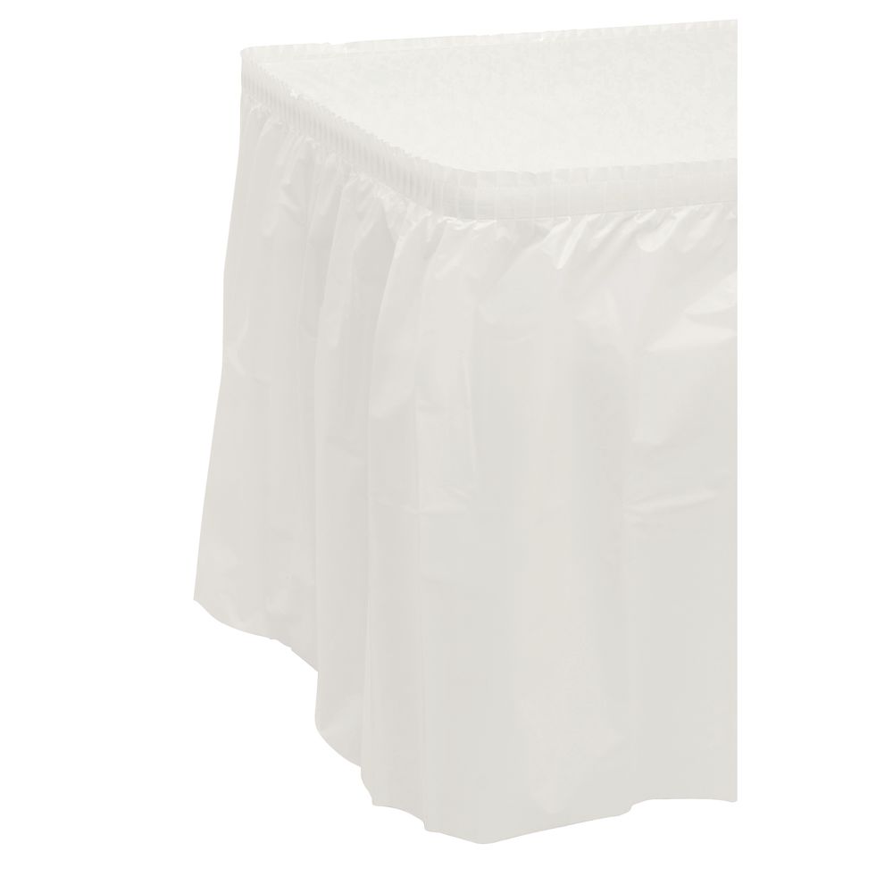 Disposable Plastic Table Skirting Box Pleat White 29"H x 13&#39;L