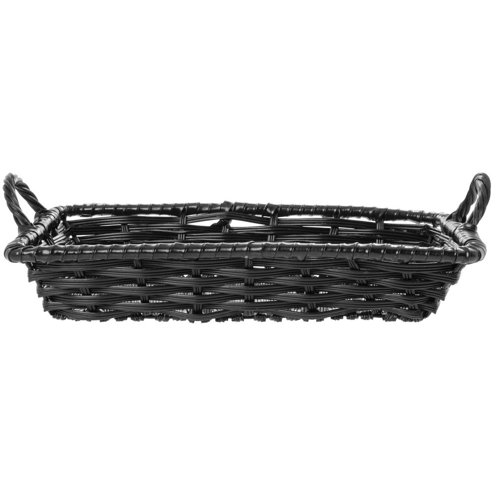 Black Tri-Cord Washable Wicker Display Basket with Handles 14"L x 10"W x 2 1/2"D