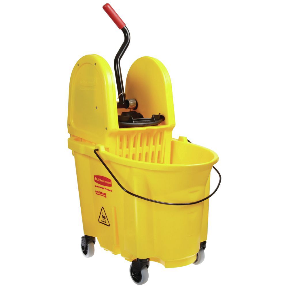 Mop Bucket With Wringer is a 35 Qt. Wavebrake institutional bucket using wave formation