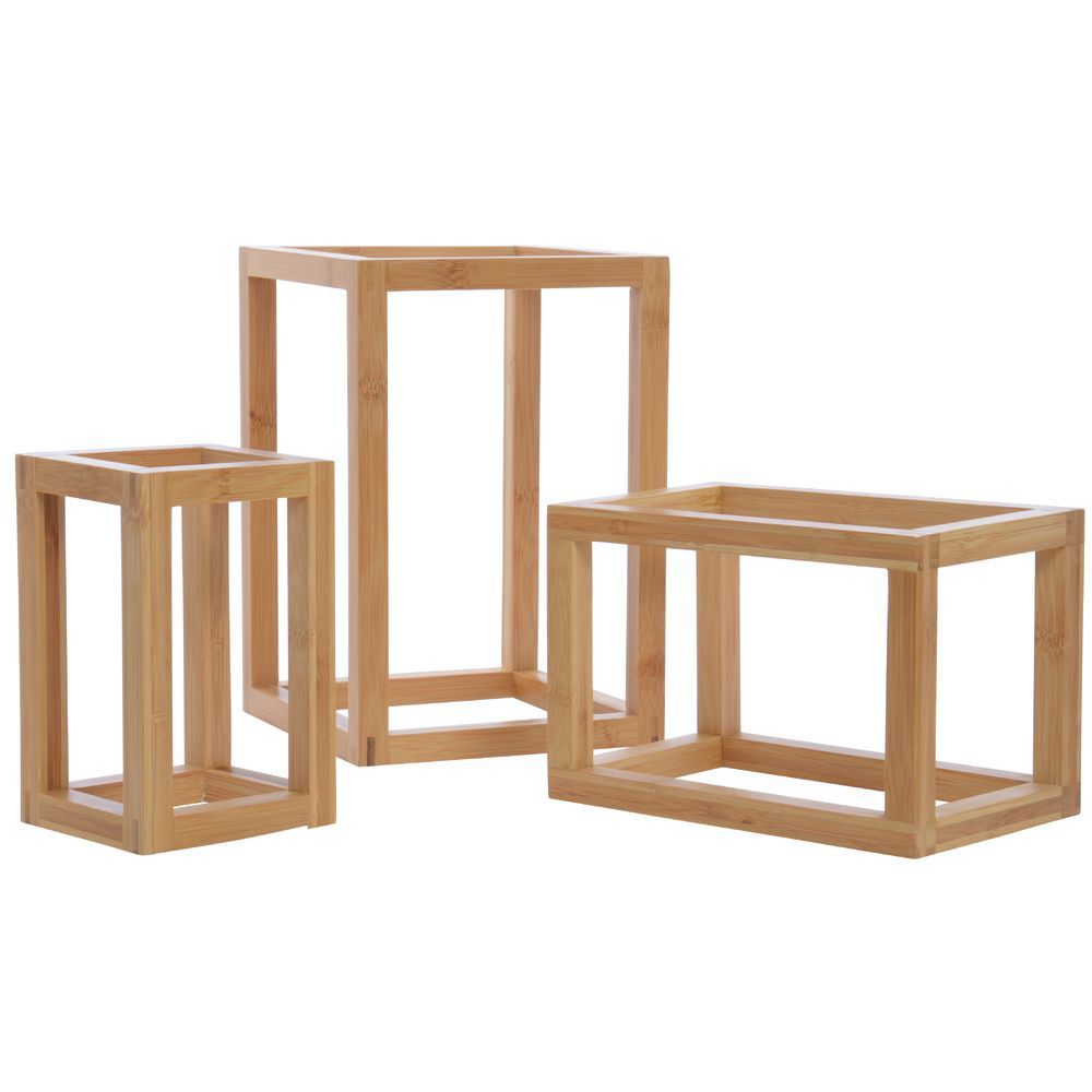 RISERS, BAMBOO, FRAME STYLE, SET OF 3