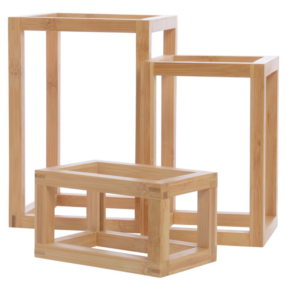 RISERS, BAMBOO, FRAME STYLE, SET OF 3