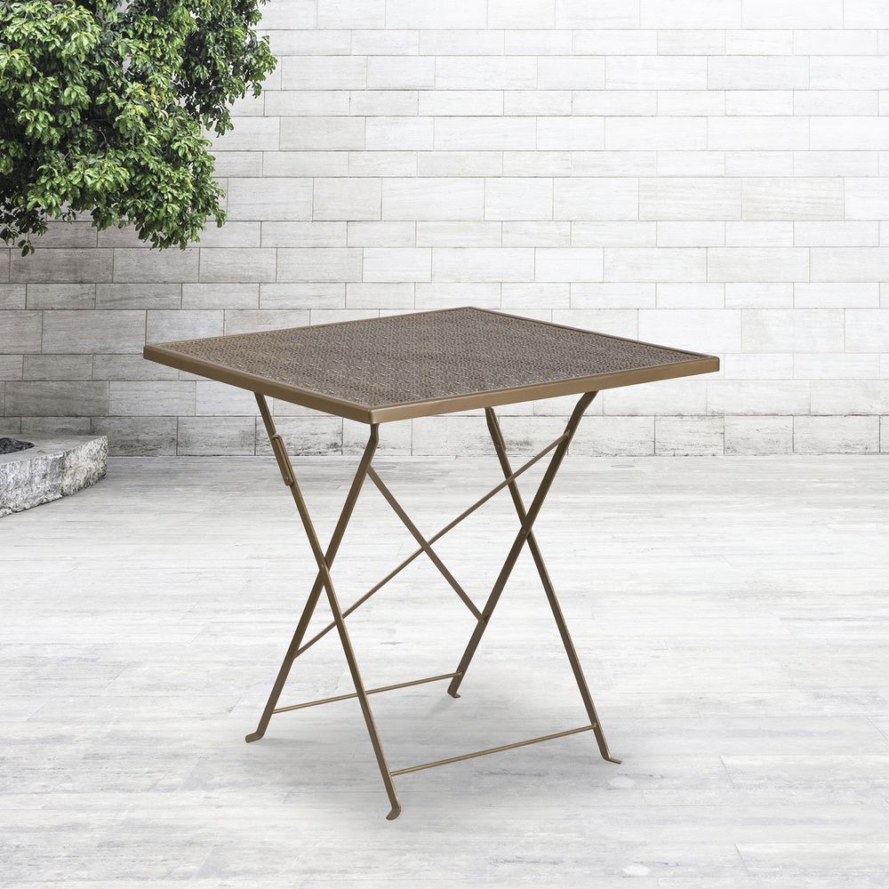 TABLE, GOLD, SQ, OUTDOOR