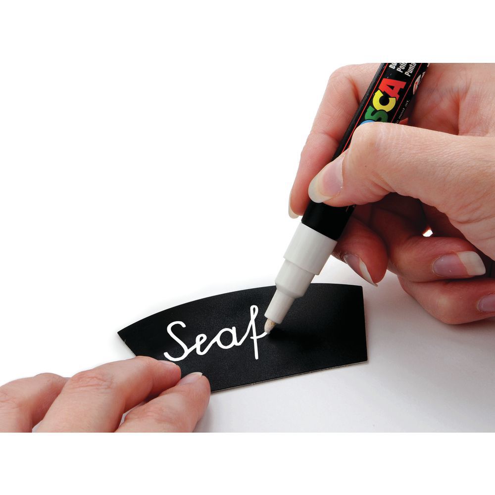 Write On Tag Static Cling Black With Curved Top