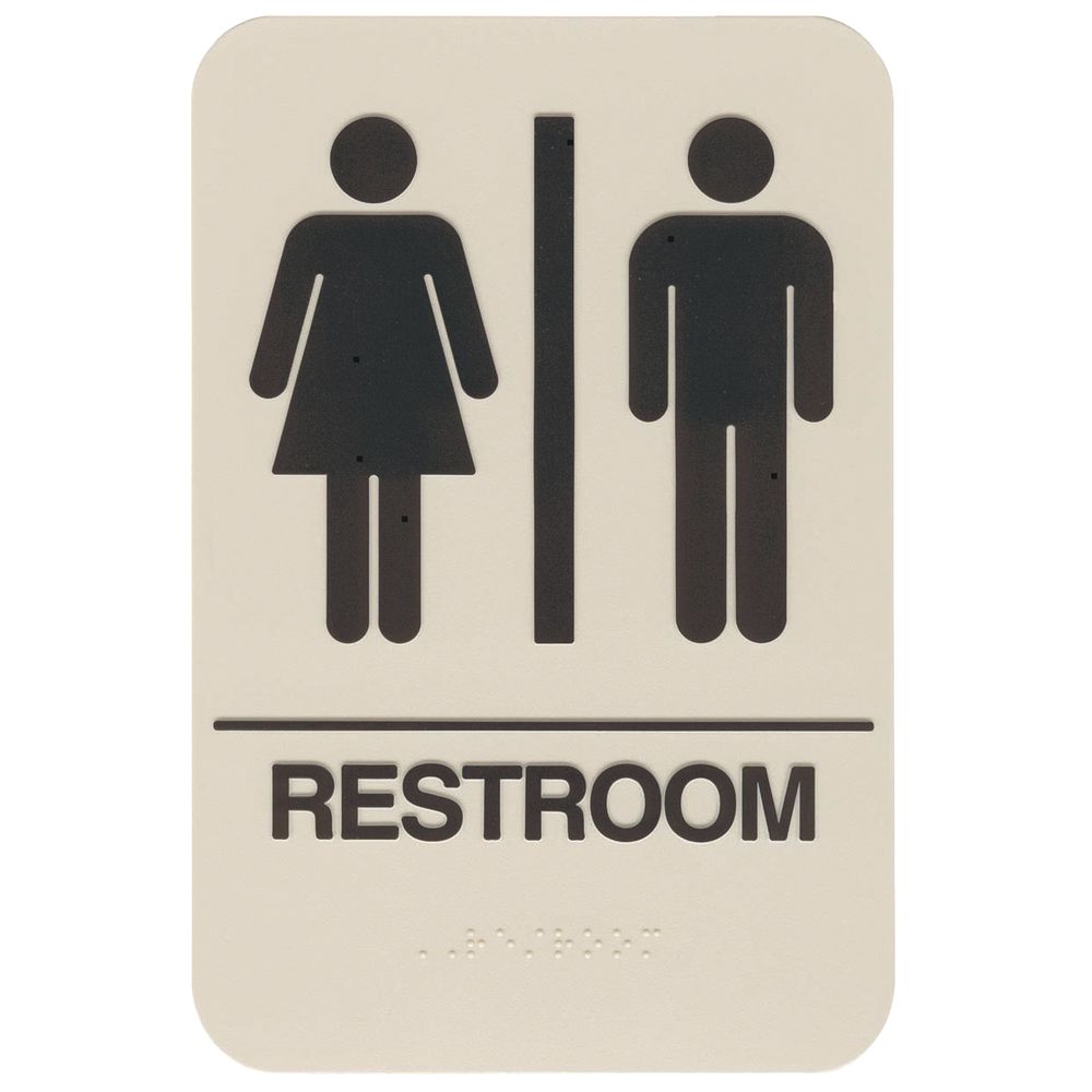 SIGN, ADA, RESTROOM, TAUPE, 6X9