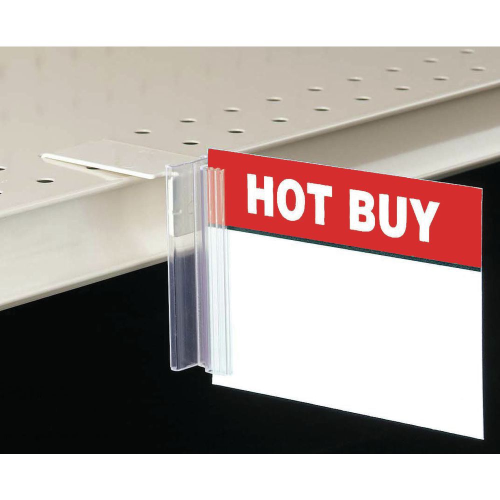Shelf Sign Holders with Integrated Flexible Hinges.