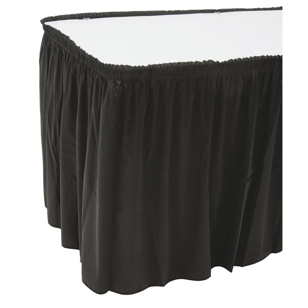 Snap Drape Flame-Retardant Shirred Linen Table Skirts Black 13&#39;L x 29"H