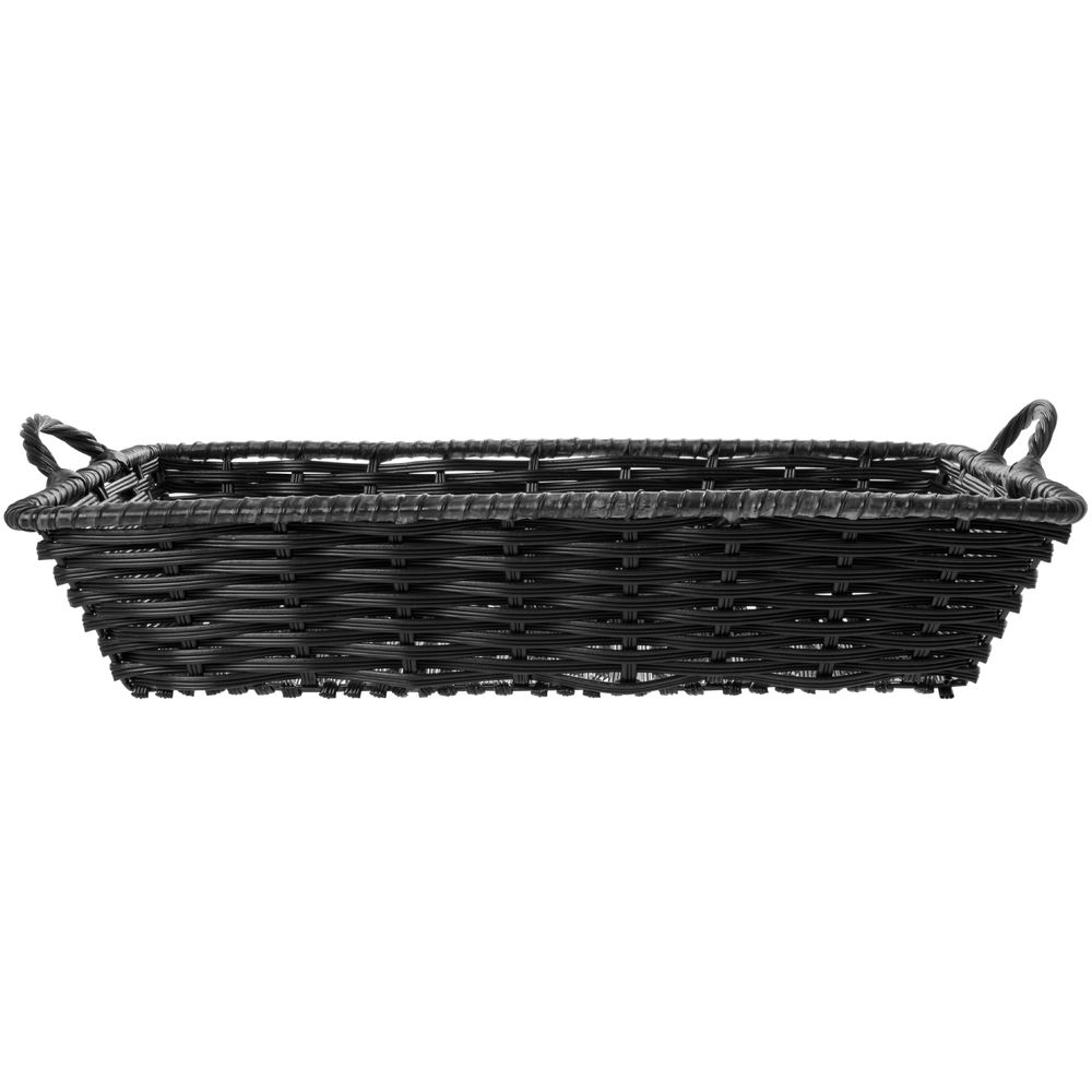 Large Wicker Baskets with Handles Black Plastic 20"L x 13 1/2"W x 4"D