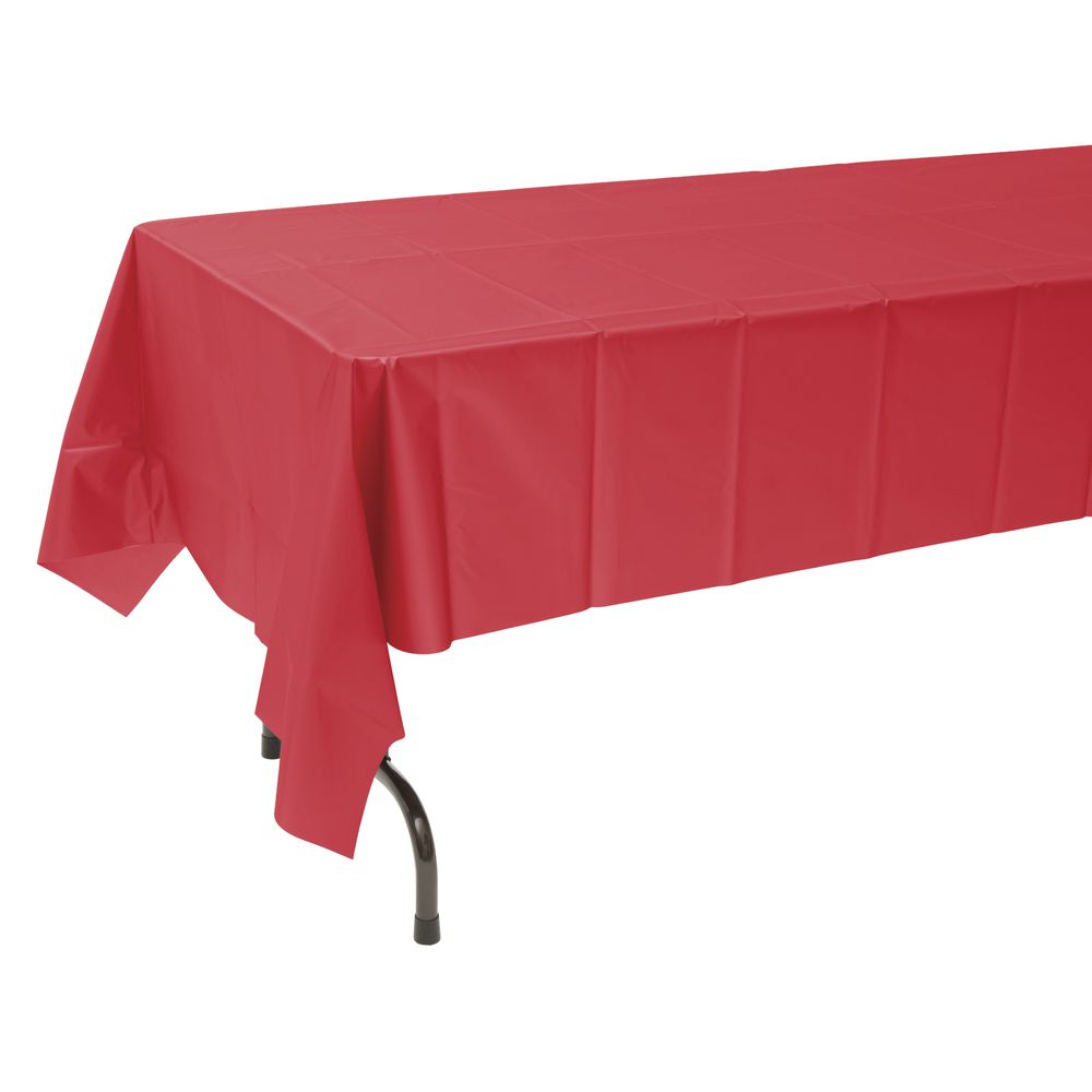 Disposable Table Covers Red Plastic 54"W x 108&#34;L