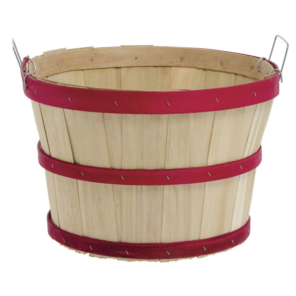 Download 1/2 Bushel Basket, Natural with Red Bands