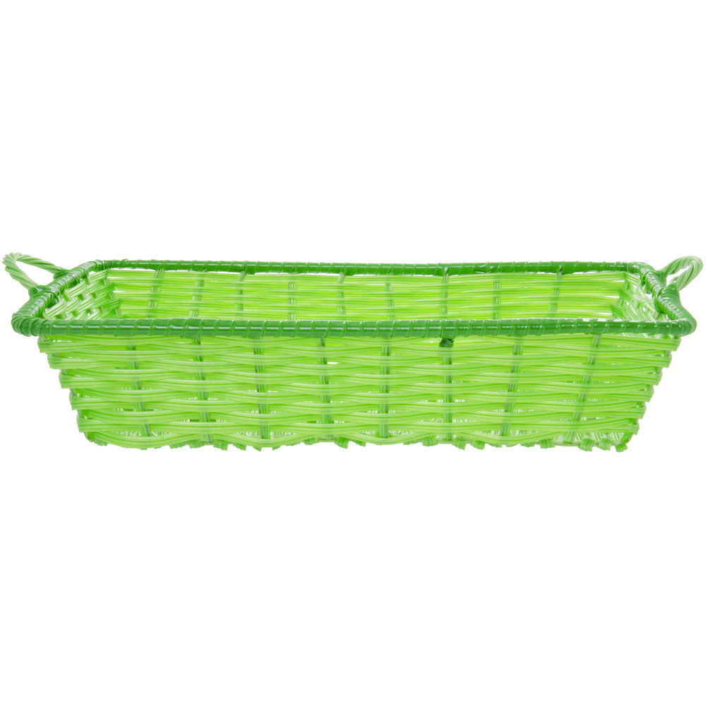 Green Tri-Cord Washable Wicker Display Basket with Handles 18"L x 12"W x 3 1/2"D