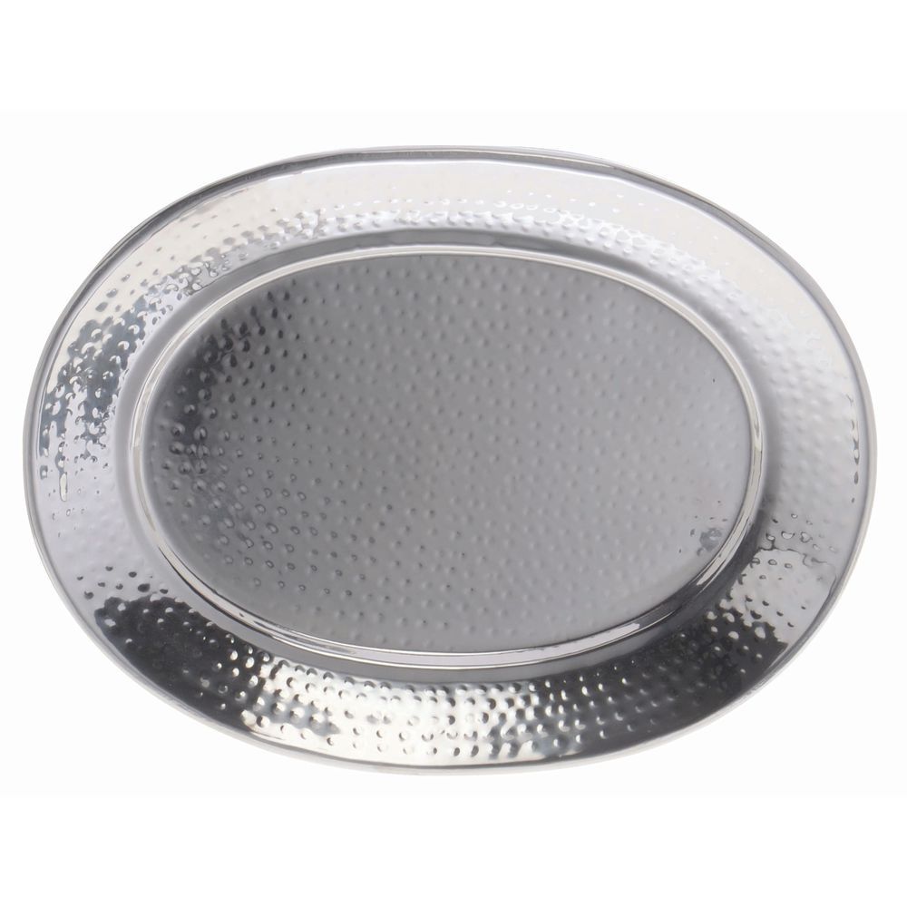 TRAY, 18/8 SS HAMMERED OVAL, 17.25 X 13.25