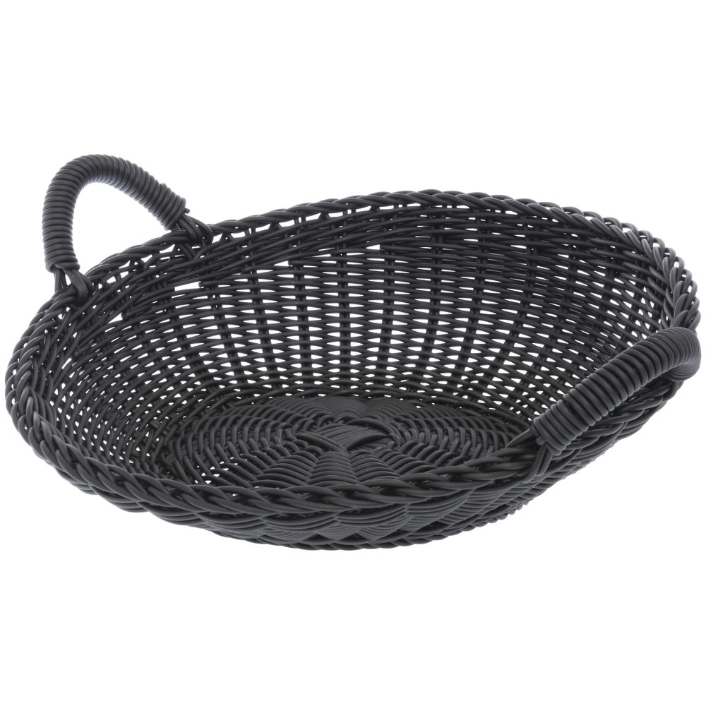 Small Washable Wicker Sloped Basket Black 14 3/4"Dia