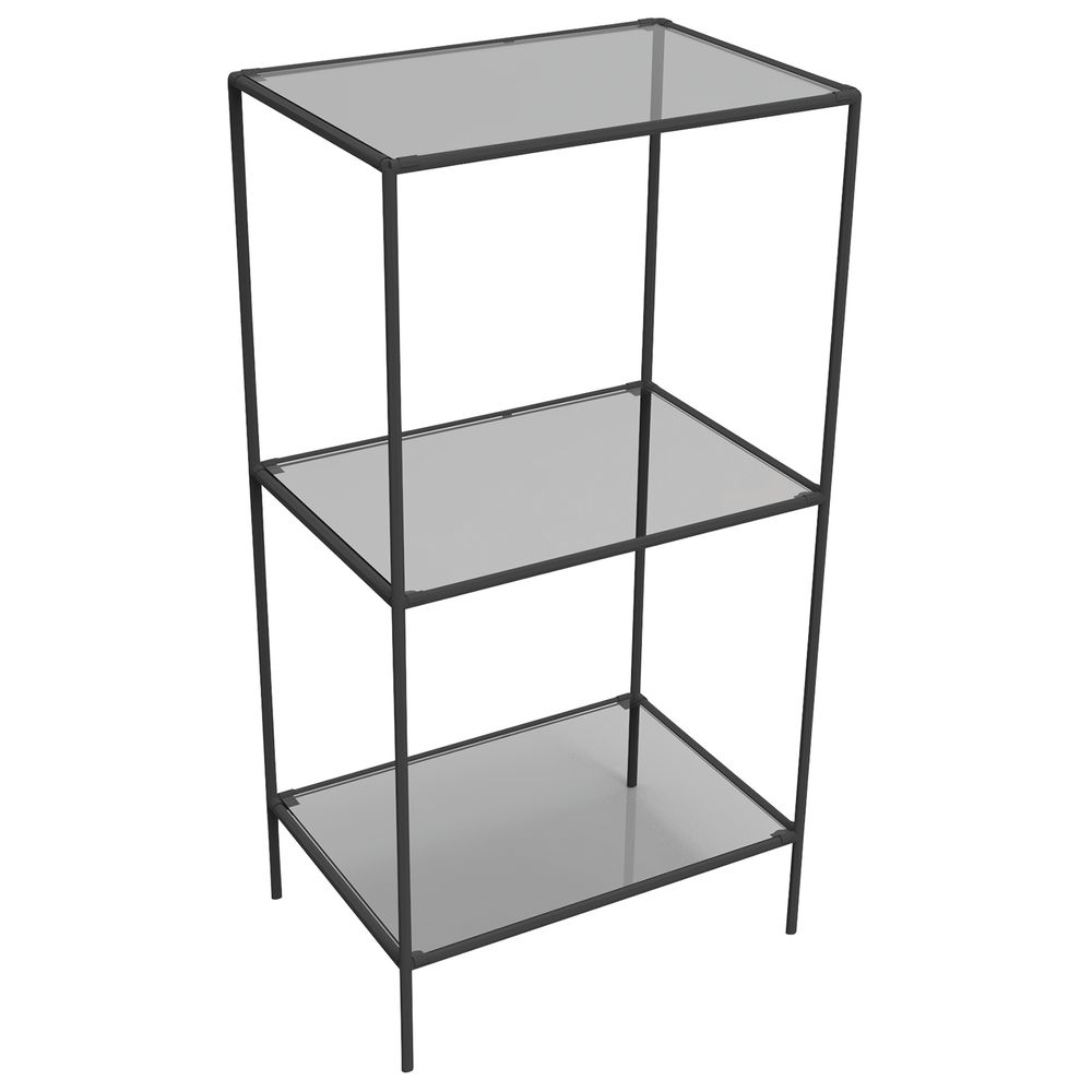 DISPLAY TOWER, 3FIXED SHELVES, BLACK