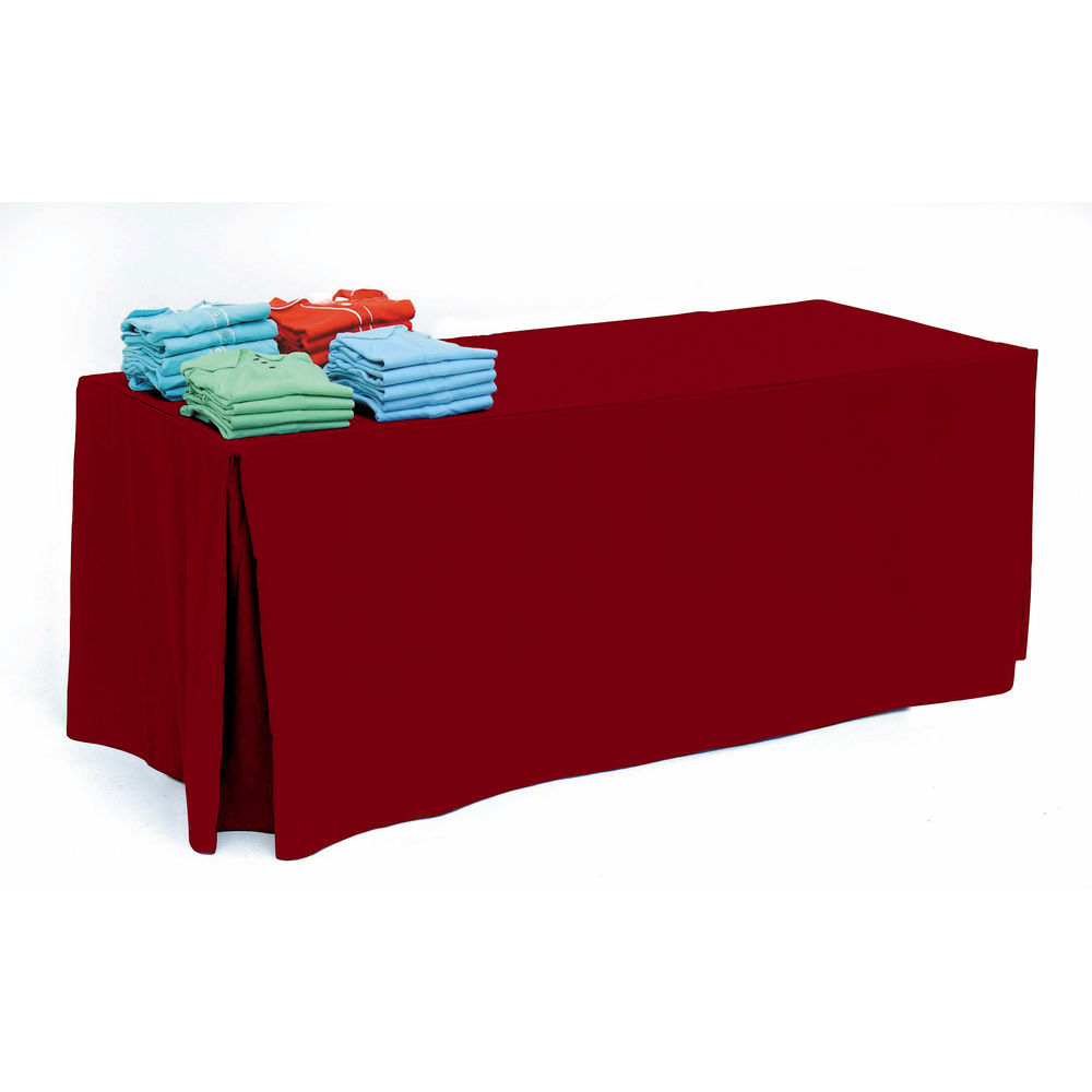 TABLECOVER, FITTED, 8FT BURGUNDY CRNR PL