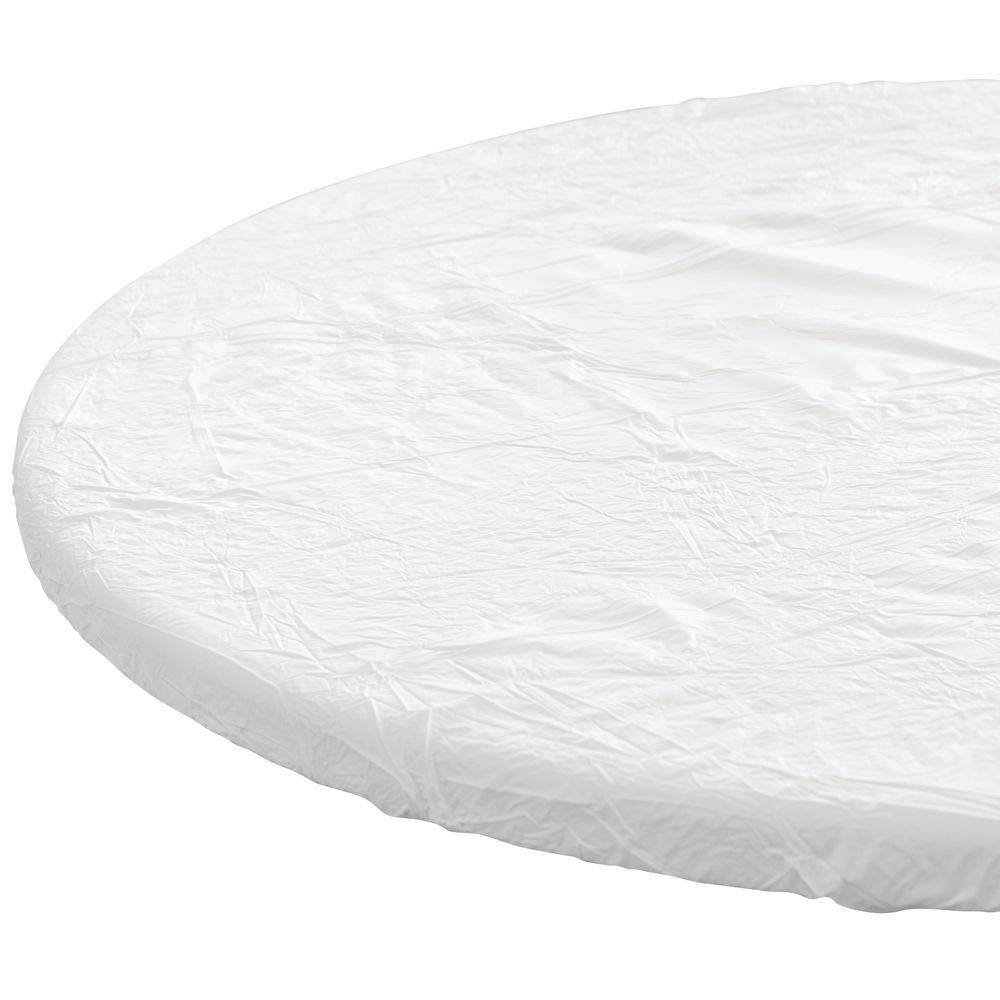 Kwik-Covers &#169; Fitted Table Covers White Plastic Round 60&#34; Diameter