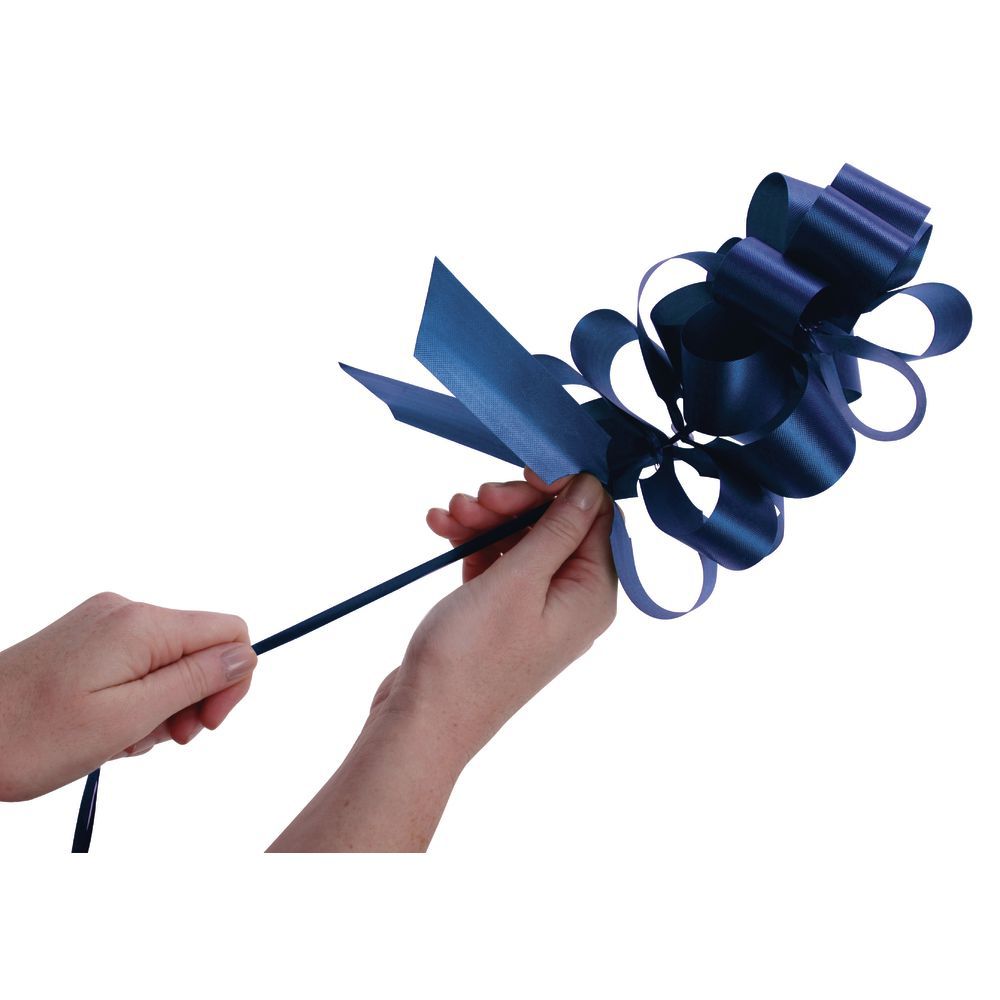 Navy Blue Flora-Satin Pull Bows