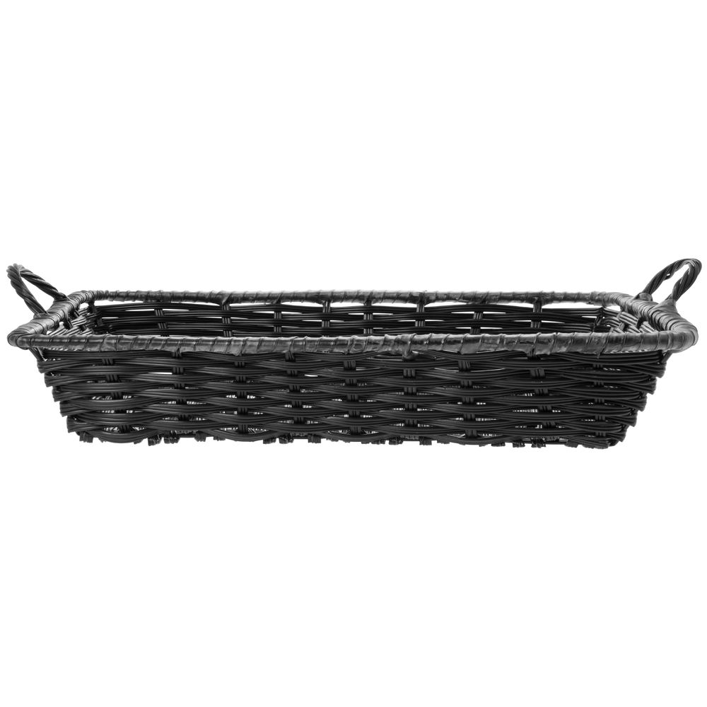 Black Rectangular Baskets with Handles Plastic 18"L x 12"W x 3 1/2"D