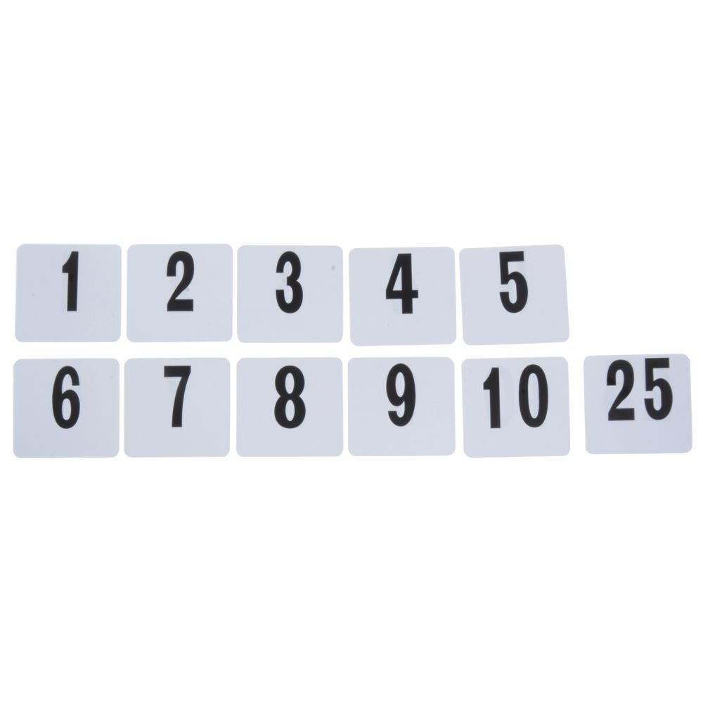 Plastic Table Numbers Card Set 1 - 25 4"L x 4"W