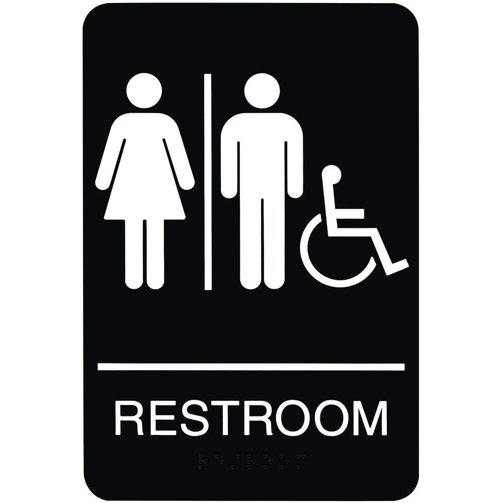 Ada Compliant Wheelchair Accessible Unisex Restroom Sign Black 0150