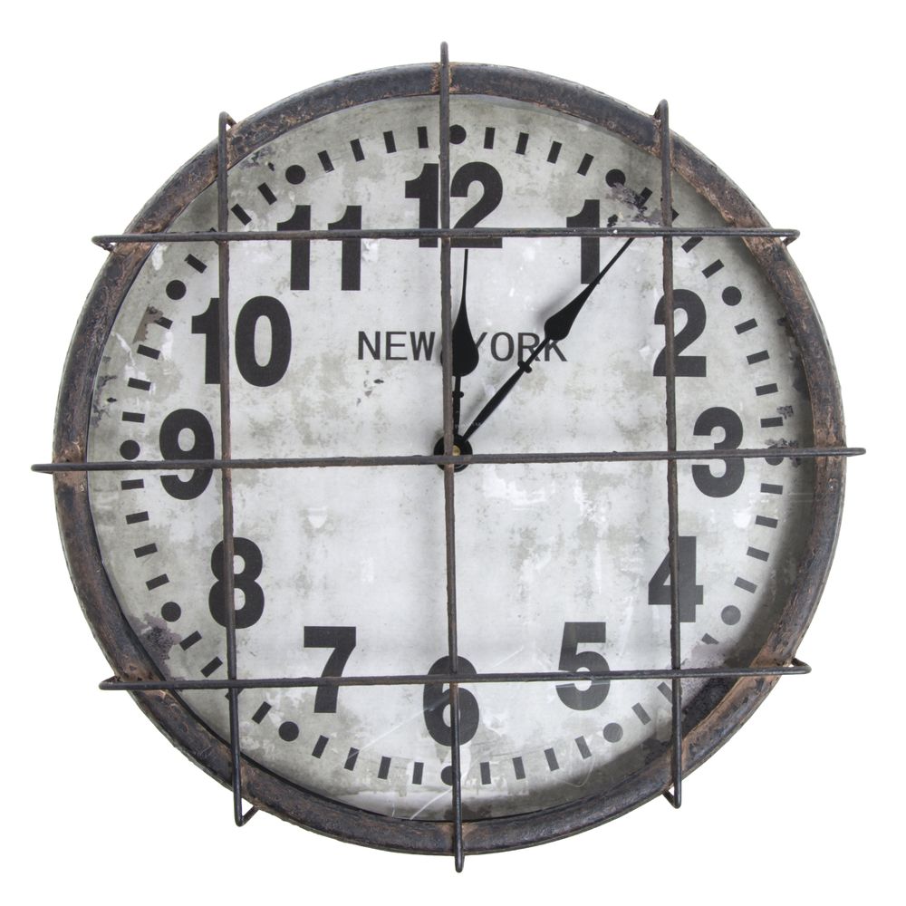 Warehouse Vintage Caged Clock, 15"