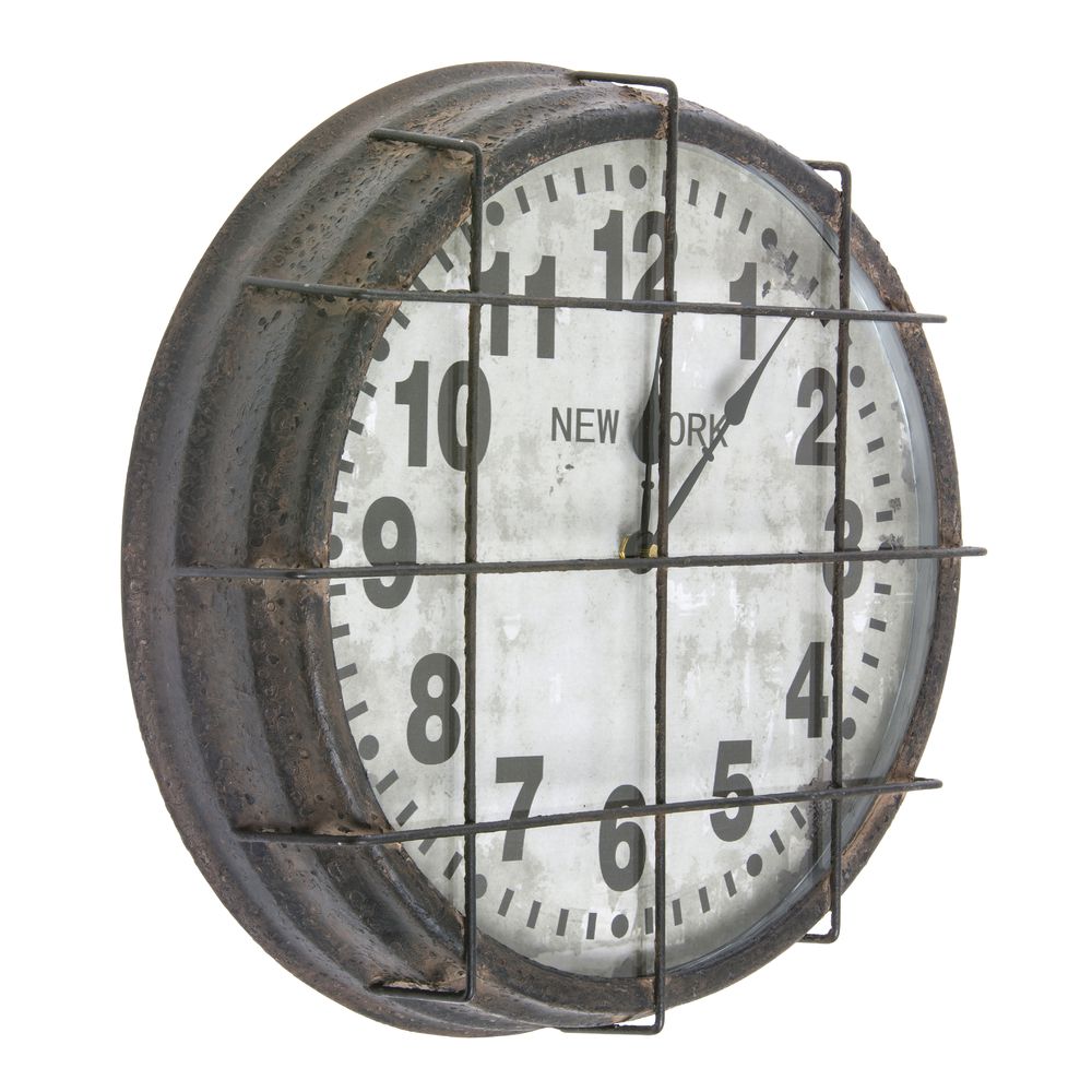 Warehouse Vintage Caged Clock, 15"