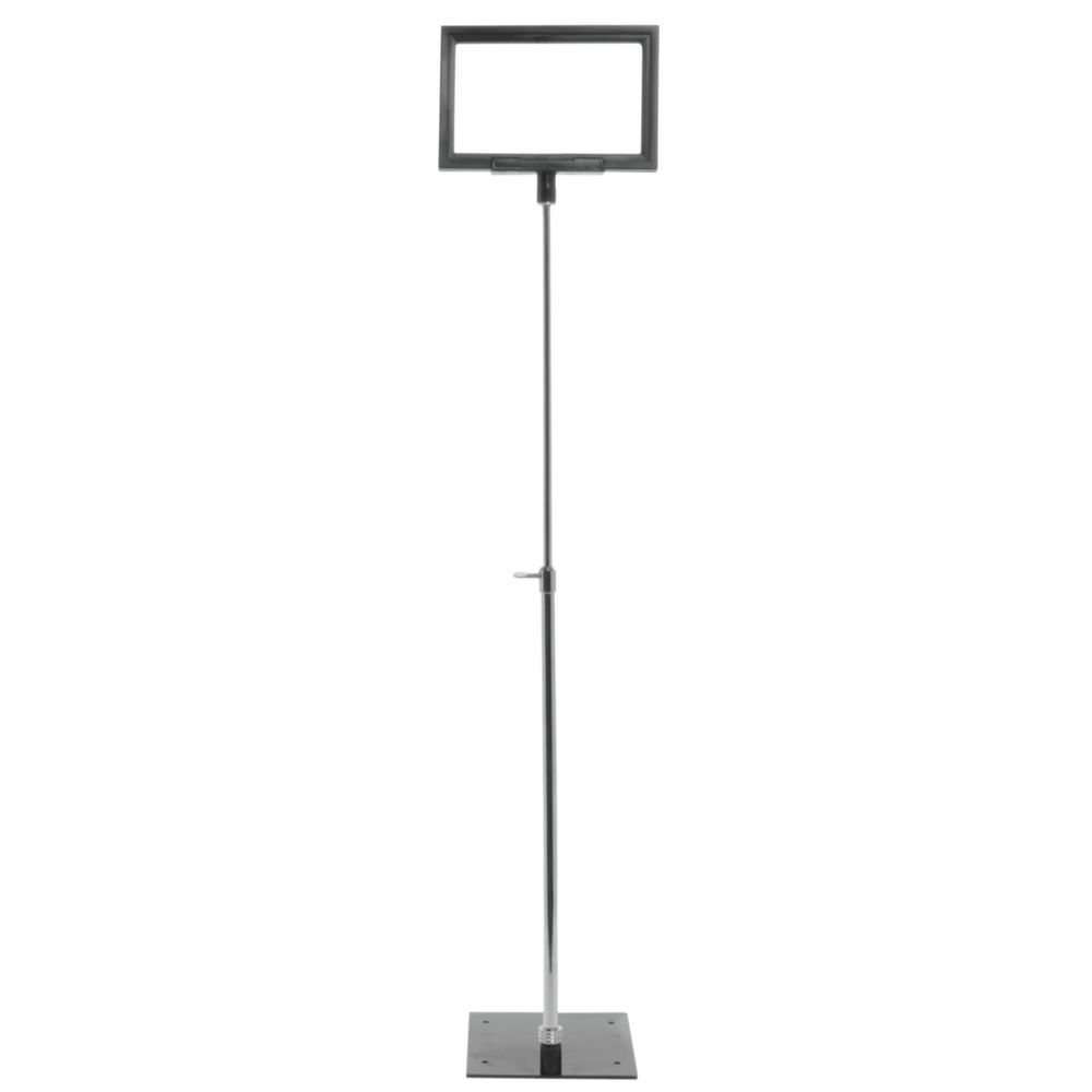 Portable Sign Stand 12-24&#34; Telescopic Stem For 3 1/2&#34;H x 5 1/2&#34;W Black Plastic 